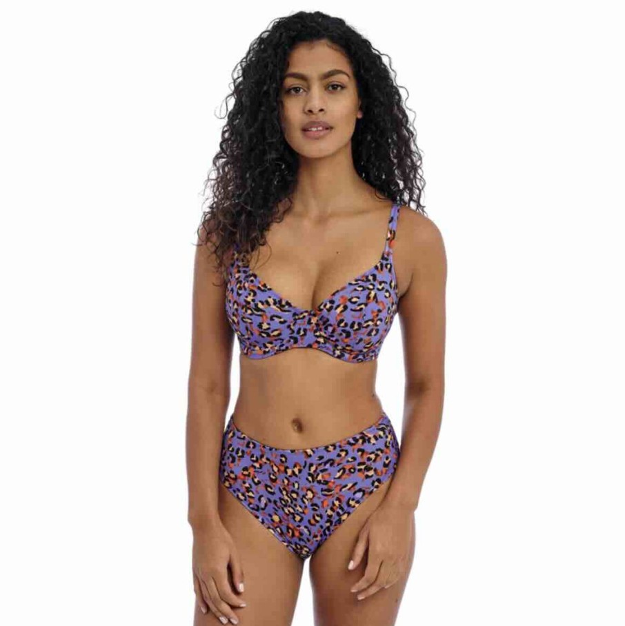 Swim Freya Swim Plunge Bikinis | Santiago Nights Leopard Uw Plunge Bikini Top