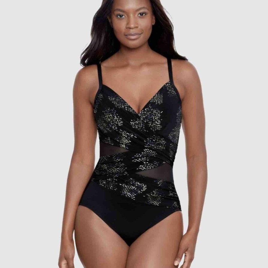 Swim Miraclesuit Control Swimsuits | Iridium Mystique V Neck Underwired Shaping Swimsuit