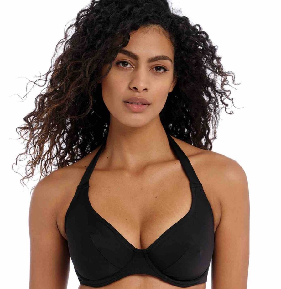 Swim Freya Swim Halterneck Bikinis | Jewel Cove Plain Banded Halter Bikini Top